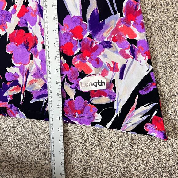 Susan Graver Womens M Artsy Abstract Floral Asymmetrical Hem Ruched Sleeve Tunic - Picture 11 of 11